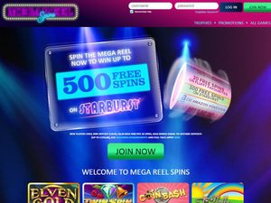Mega Reel Spins website screenshot