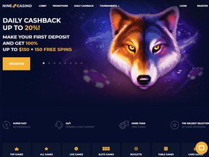 Nine Casino website screenshot