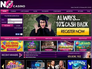 No Bonus Casino website screenshot