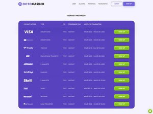 Octo Casino cashier screenshot