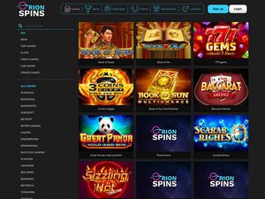 Orion Spins Casino software screenshot
