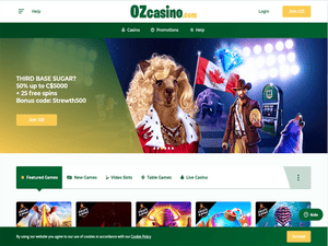 Oz Casino website screenshot