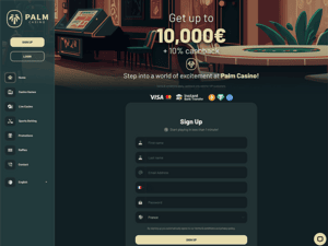 Palm Casino website screenshot