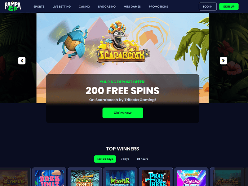 Pampago Casino website screenshot