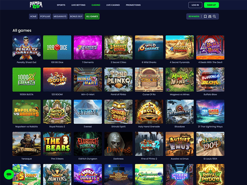Pampago Casino games screenshot