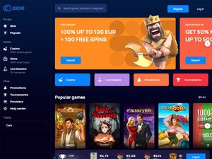 Pipe Casino website screenshot