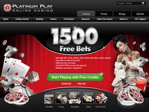 Platinum Play Casino website screenshot