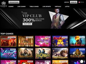 Platinum Club VIP website screenshot