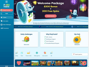 PlayFrank Casino website screenshot