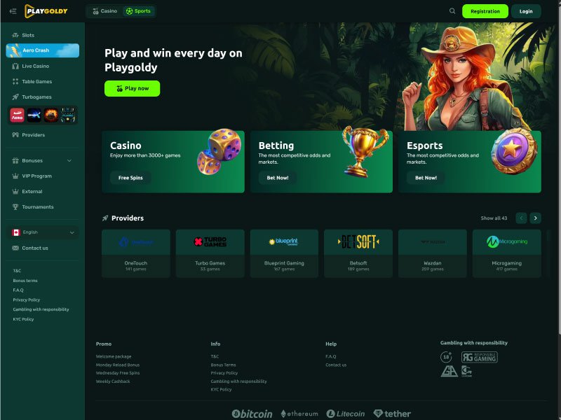 PlayGoldy Casino website screenshot