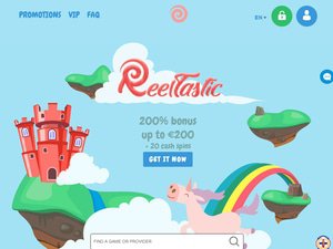 Reeltastic Casino website screenshot