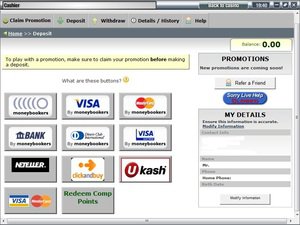 Golden Lion Casino cashier screenshot