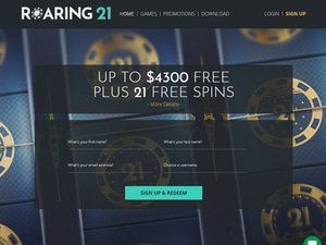 Roaring 21 Casino website screenshot