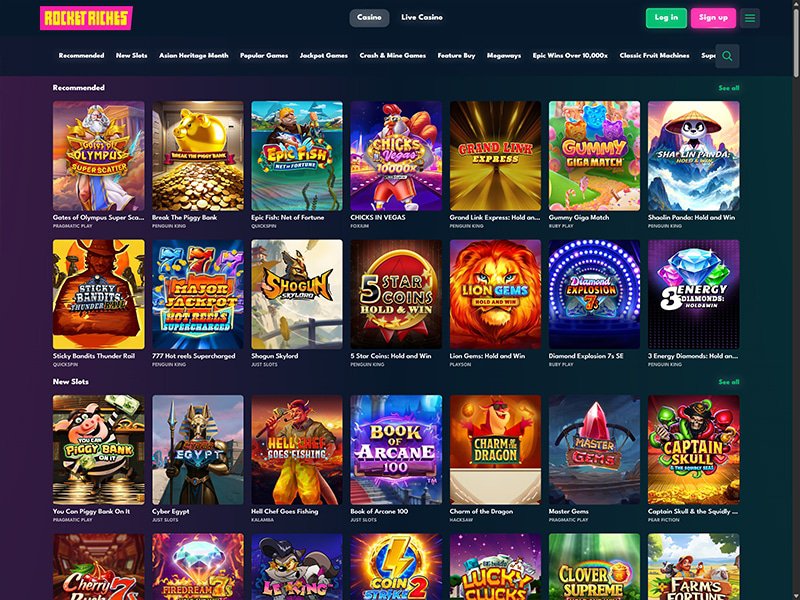 RocketRiches Casino games screenshot