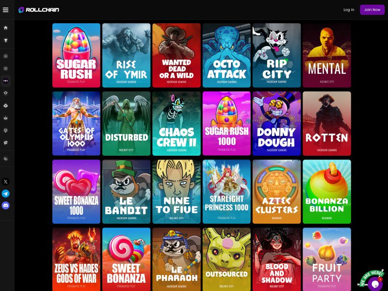 Rollchain Casino games screenshot