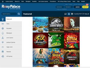 Roxy Palace Casino software screenshot