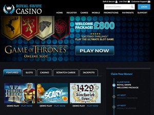 Royal Swipe Casino website screenshot