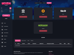 Seven Casino cashier screenshot