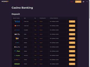 ShadowBit Casino cashier screenshot