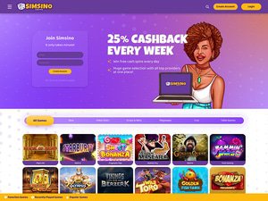 Simsino Casino website screenshot