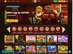 Smokace Casino website screenshot