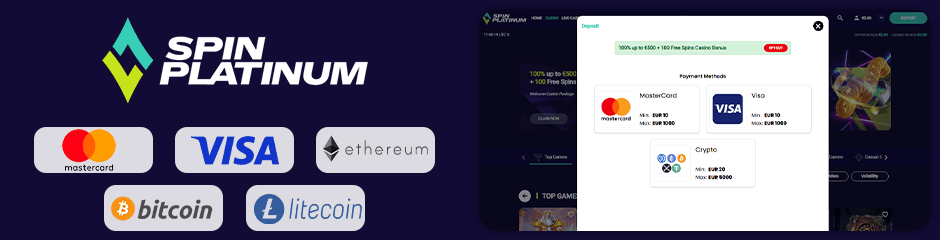 payment options for depositing and withdrawing spin platinum casino
