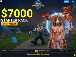 Spin Dimension Casino website screenshot