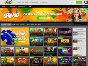 Spin Rio website screenshot