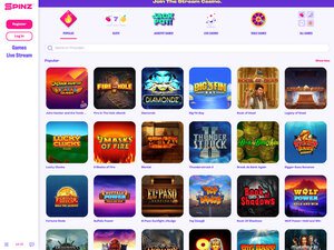 Spinz Casino software screenshot