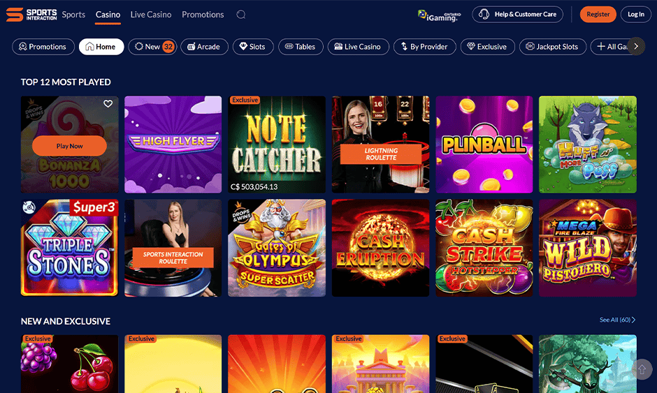 sports interaction casino ontario games screenshot