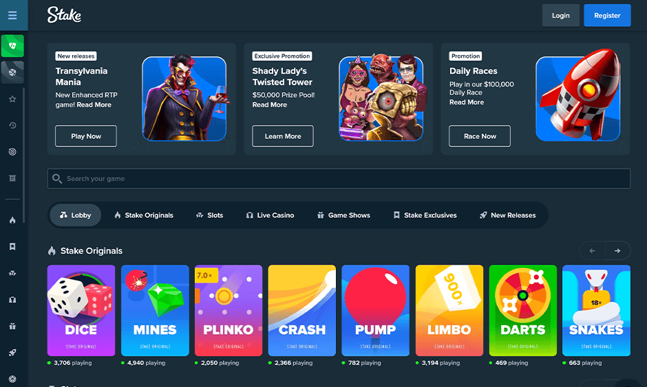 stake casino canada games screenshot