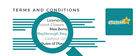 Crazyno Casino terms and conditions
