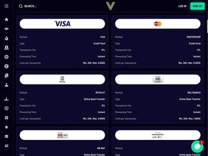 Vegaz Casino cashier screenshot
