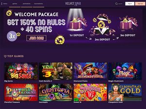 Velvet Spin Casino website screenshot