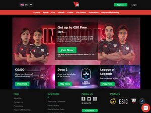 VIE Casino website screenshot