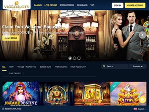 Viggoslots Casino website screenshot