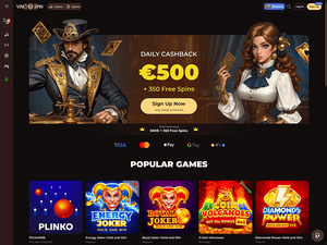 Vincispin Casino website screenshot