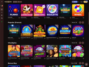 Vincispin Casino software screenshot