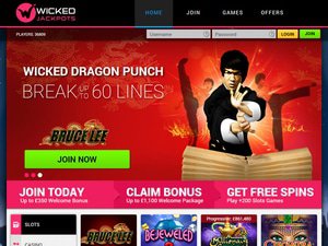 Wicked Jackpots Casino website screenshot