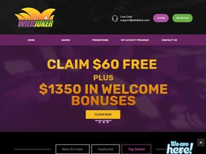 Wild Joker Casino website screenshot