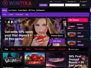 Wintika Casino website screenshot