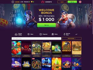 Wizebets Casino website screenshot