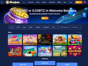 Wombet Casino website screenshot