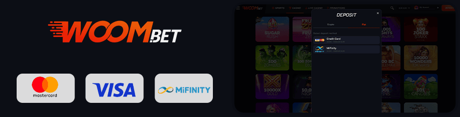 payment options for depositing and withdrawing woom casino