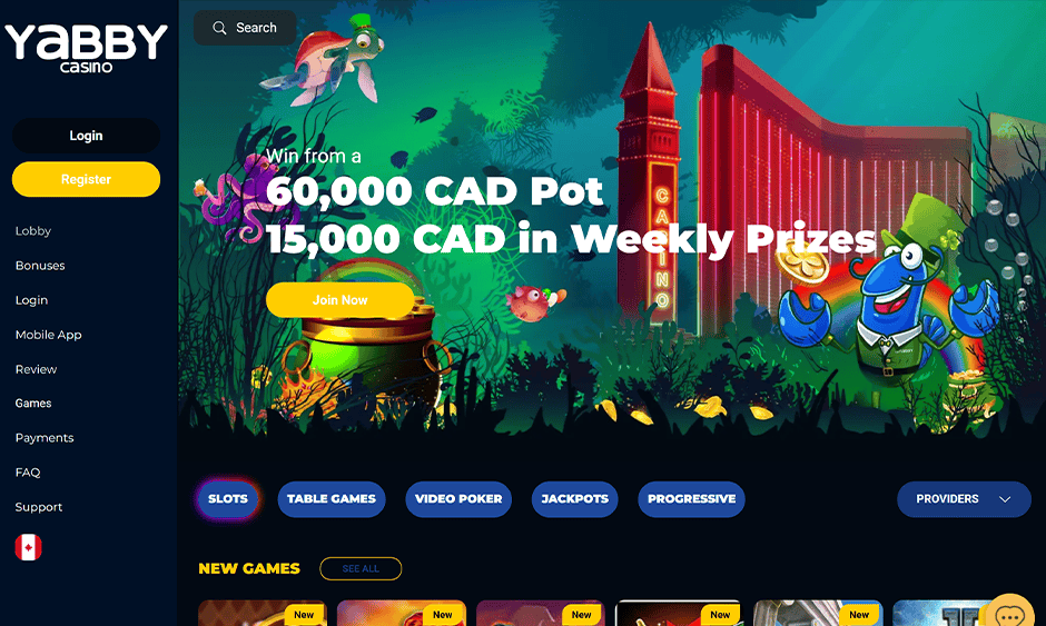 yabby casino canada games screenshot