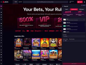 Ybets Casino cashier screenshot