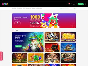 Zaza Casino website screenshot