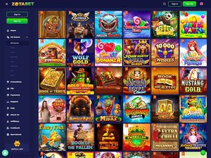 ZotaBet Casino software screenshot